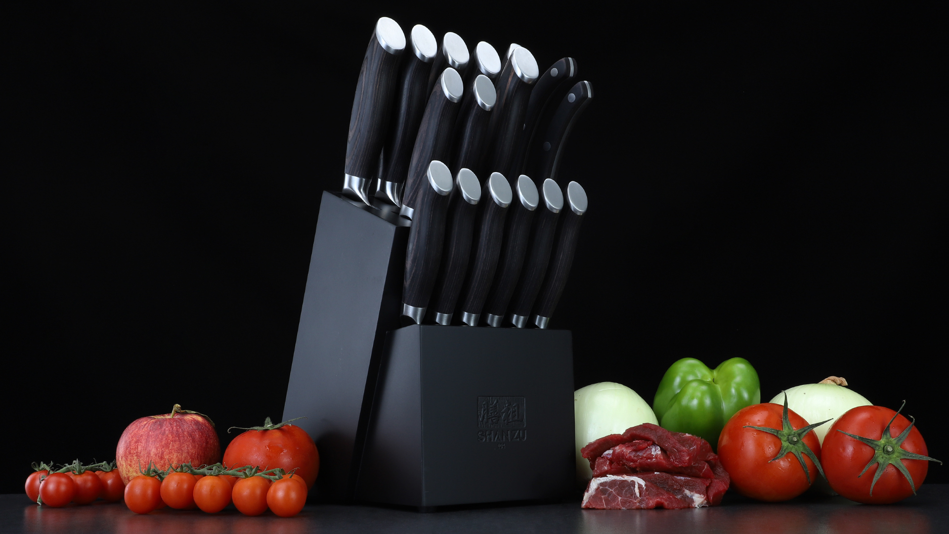 Amazon.com: SHAN ZU 16 Pieces Knife Set, Knife Block Set in Powder